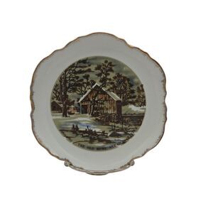 Currier and Ives The Old Homestead In Winter Vtg Decorative Collector Plate 7 in